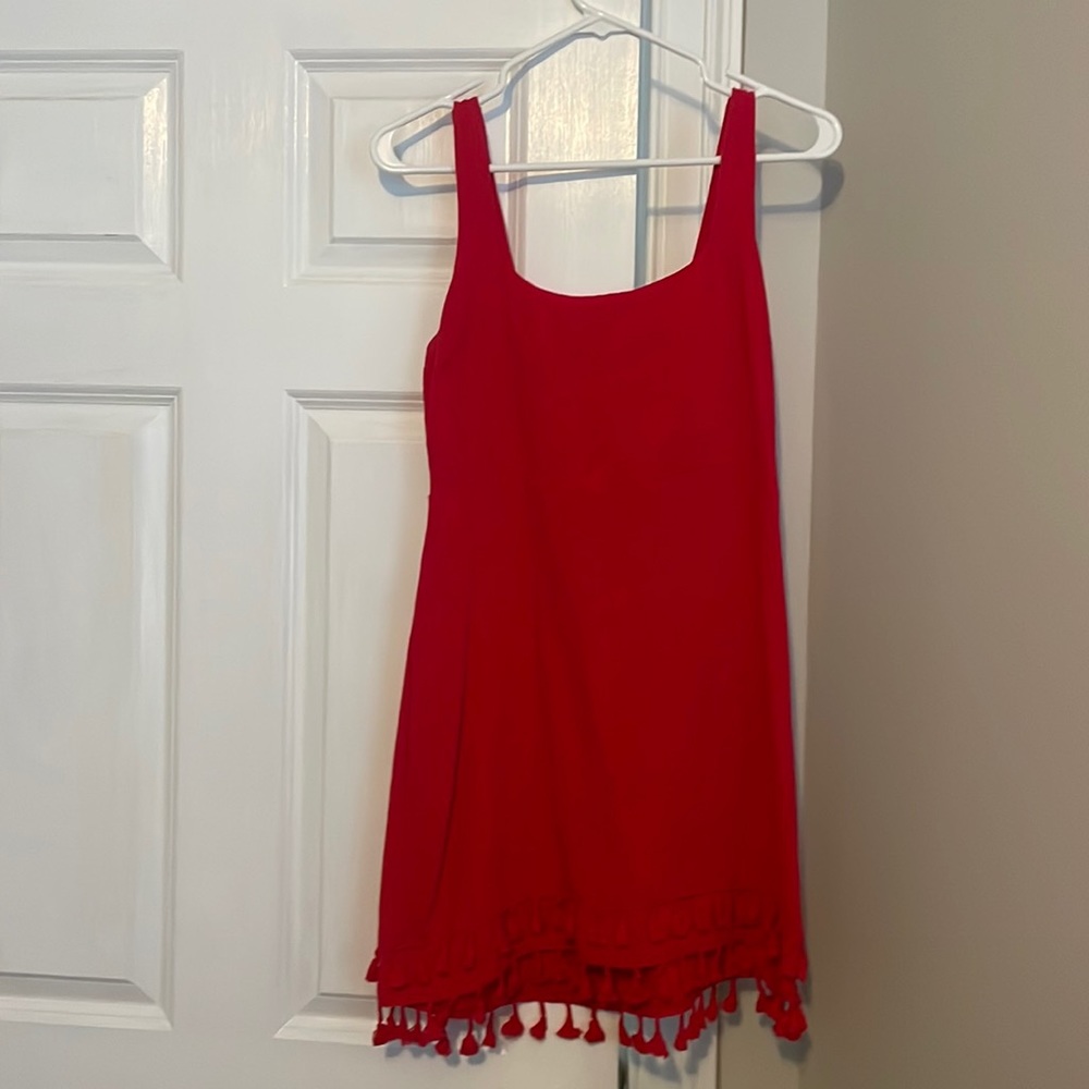 Lulus red tassel dress